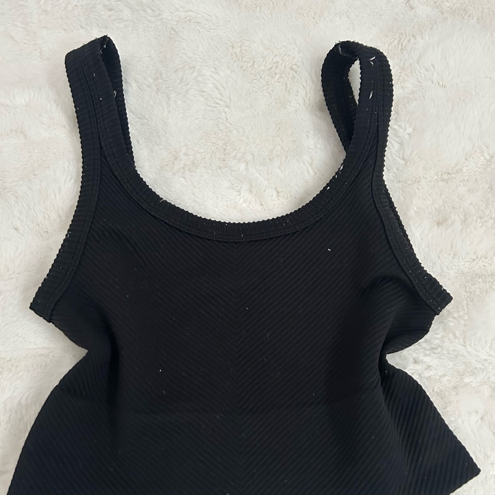 Black Ribbed Women's Top